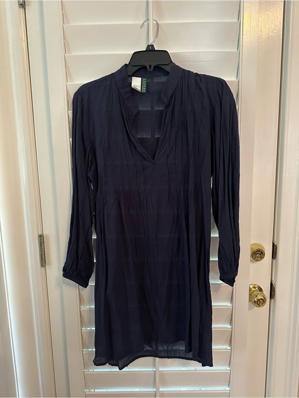Ralph Lauren Navy V-Neck Long Sleeve Tunic Dress